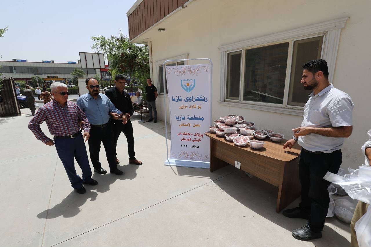 Nazya Organization distributing fresh meat to families during Eid Al-Adha in Kurdistan Region Iraq