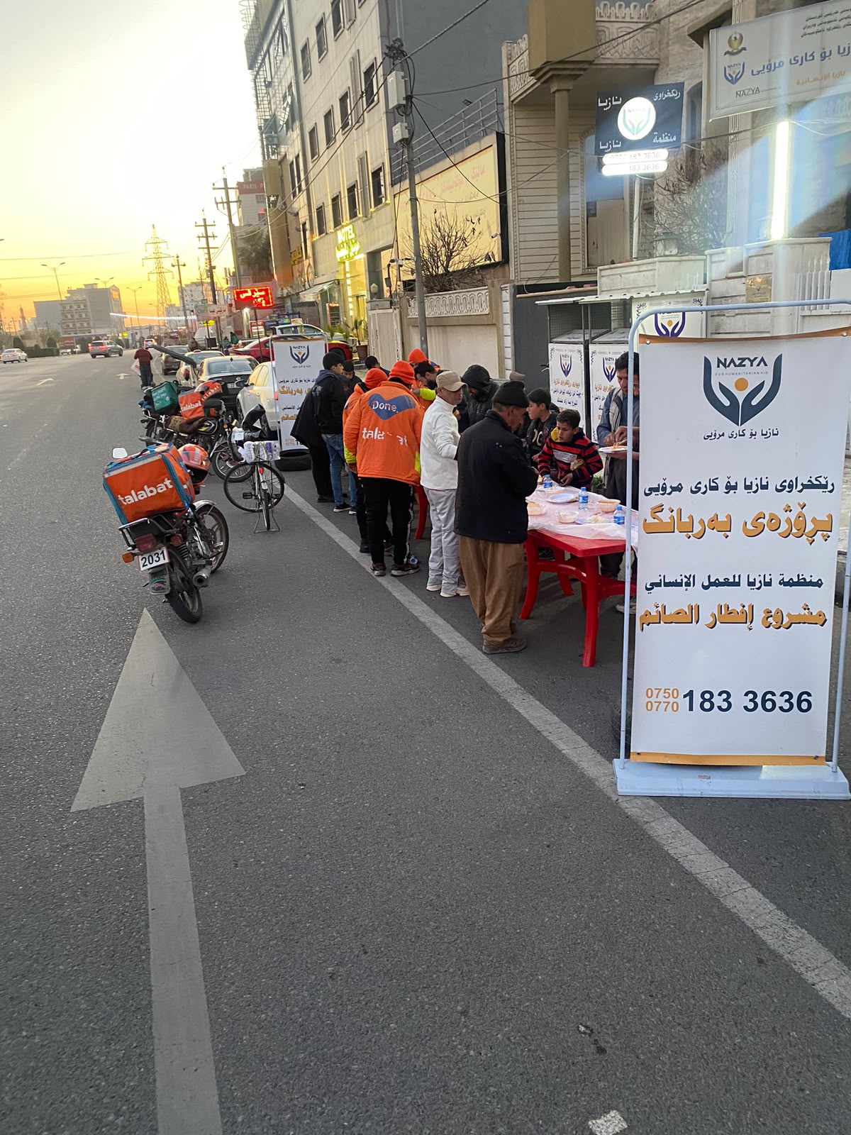 Nazya Organization providing hot iftar meals to fasting families during Ramadhan in Kurdistan Region Iraq