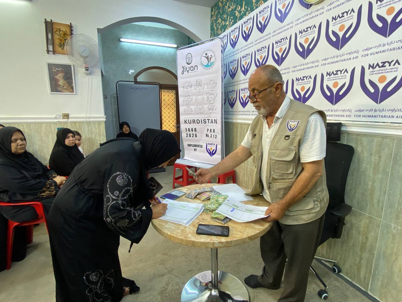 Nazya Humanitarian Aid providing monthly salary support and financial aid to vulnerable families living in poverty in Kurdistan Region